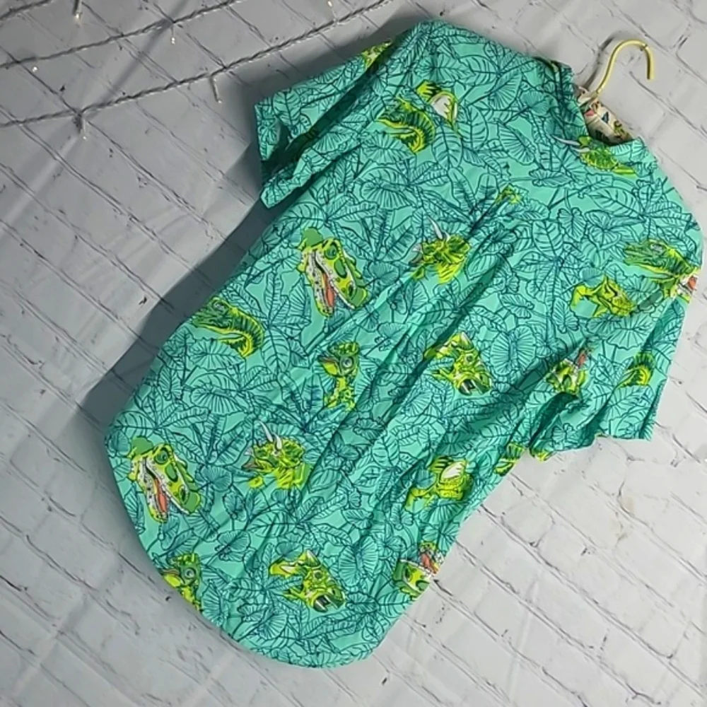 Cat & Jack Tropical Vibrant Dinosaur Dino Button Down Shirt Youth Size XL 16 - Picture 13 of 17